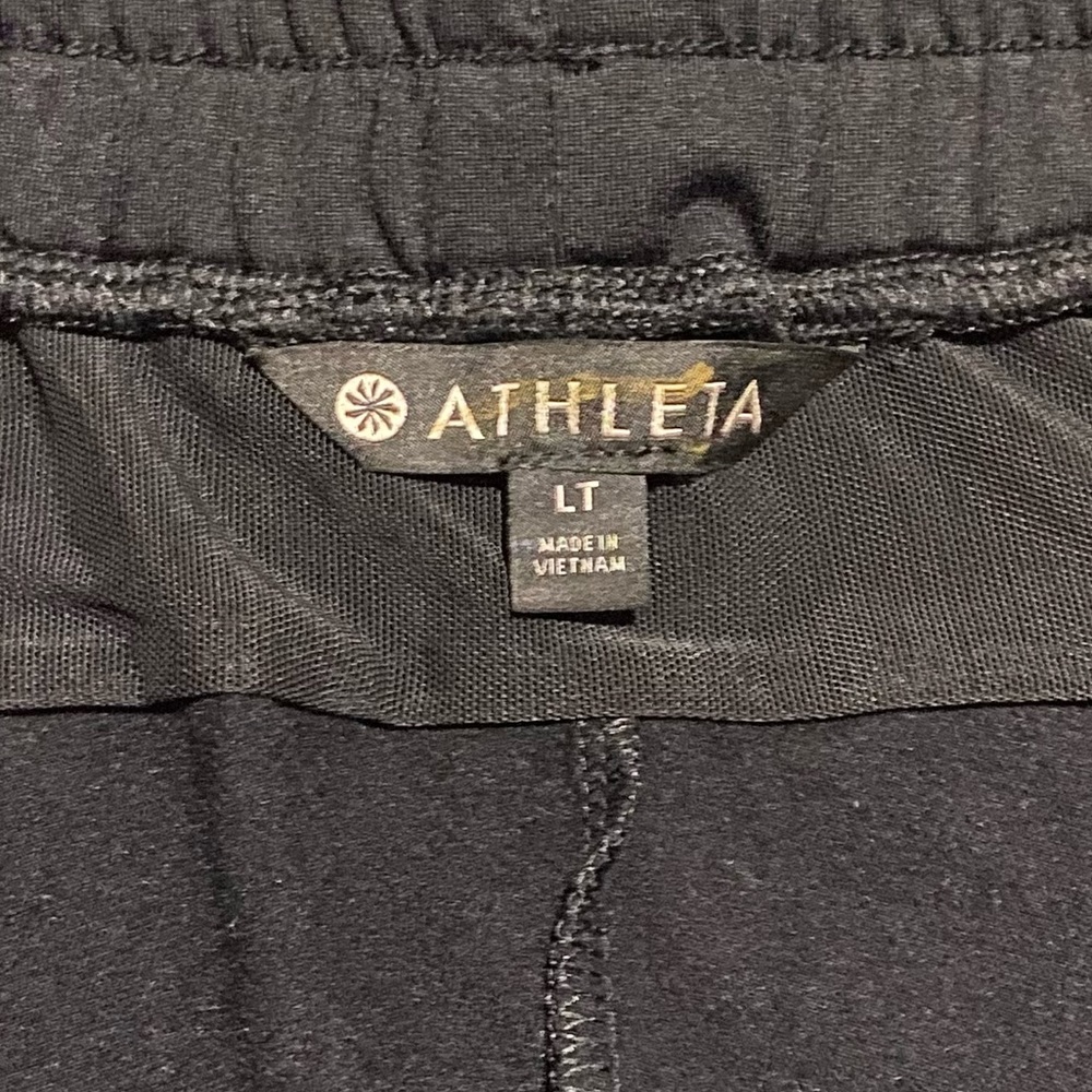 Athleta Black Leggings Drawstring Size LT Pockets w Zippers Womens Active 35x31